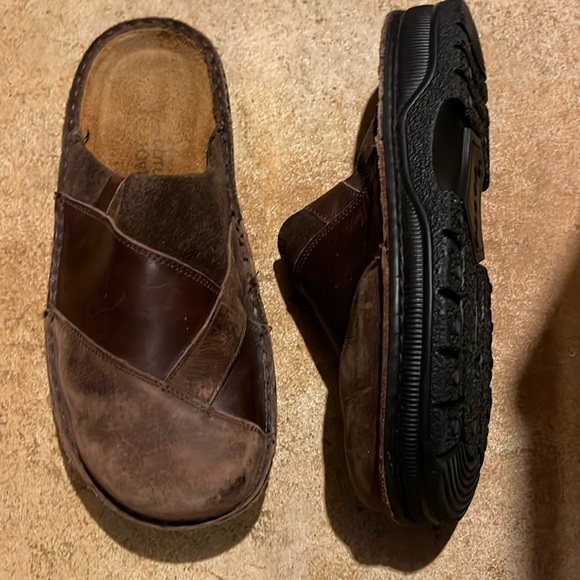 NAOT brown patchwork chunky leather suede Slip On shoes Mule Clogs EURO 37, Sz 7 - Picture 9 of 16